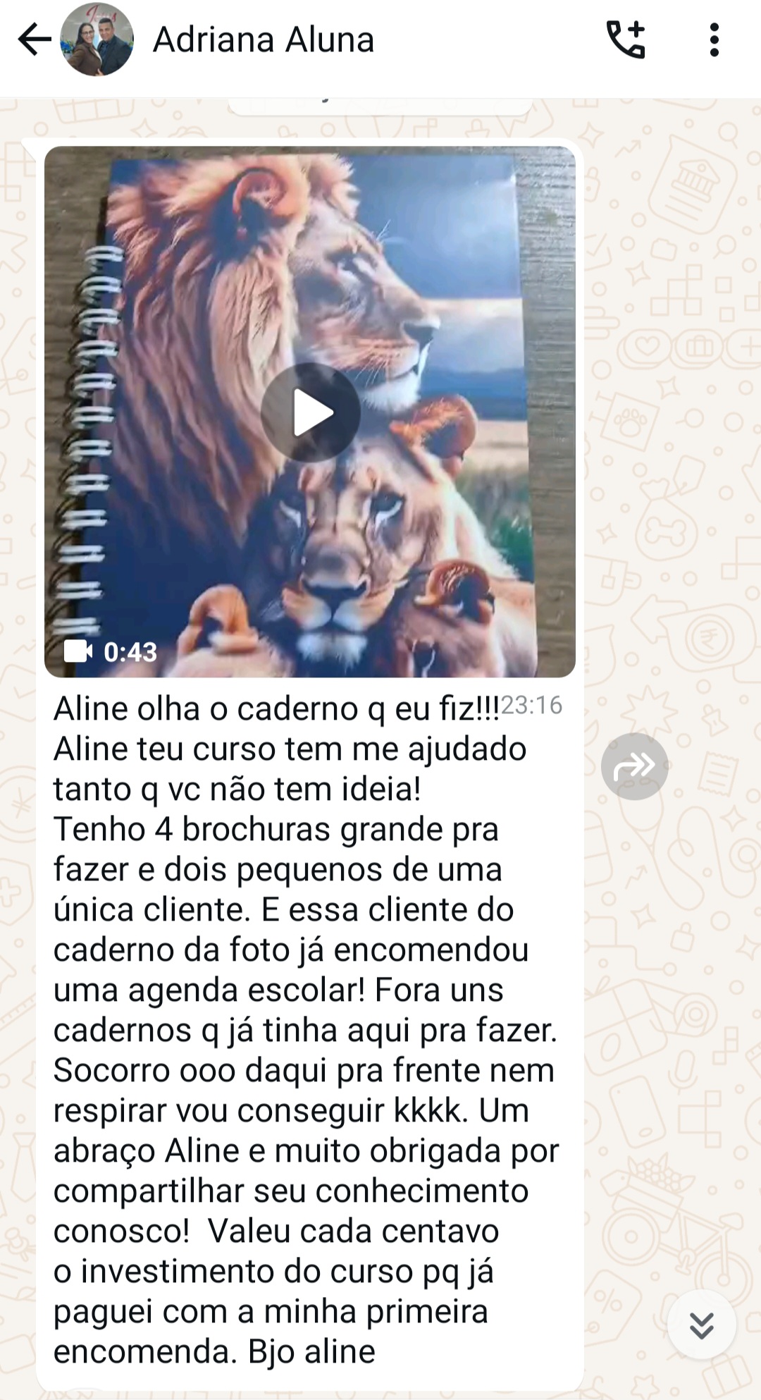 Depoimento de aluna