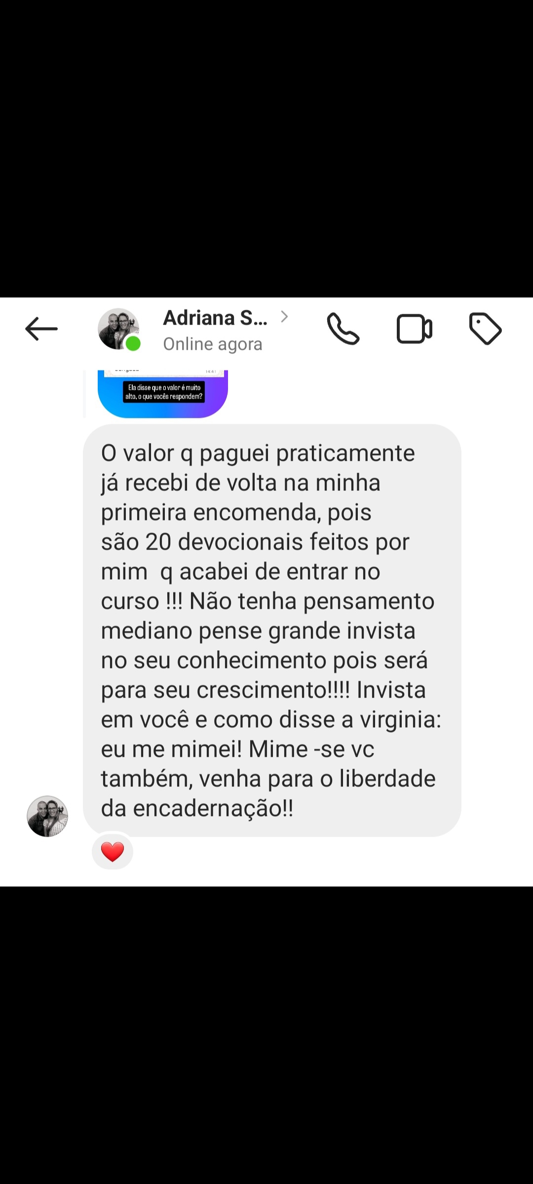 Depoimento de aluna