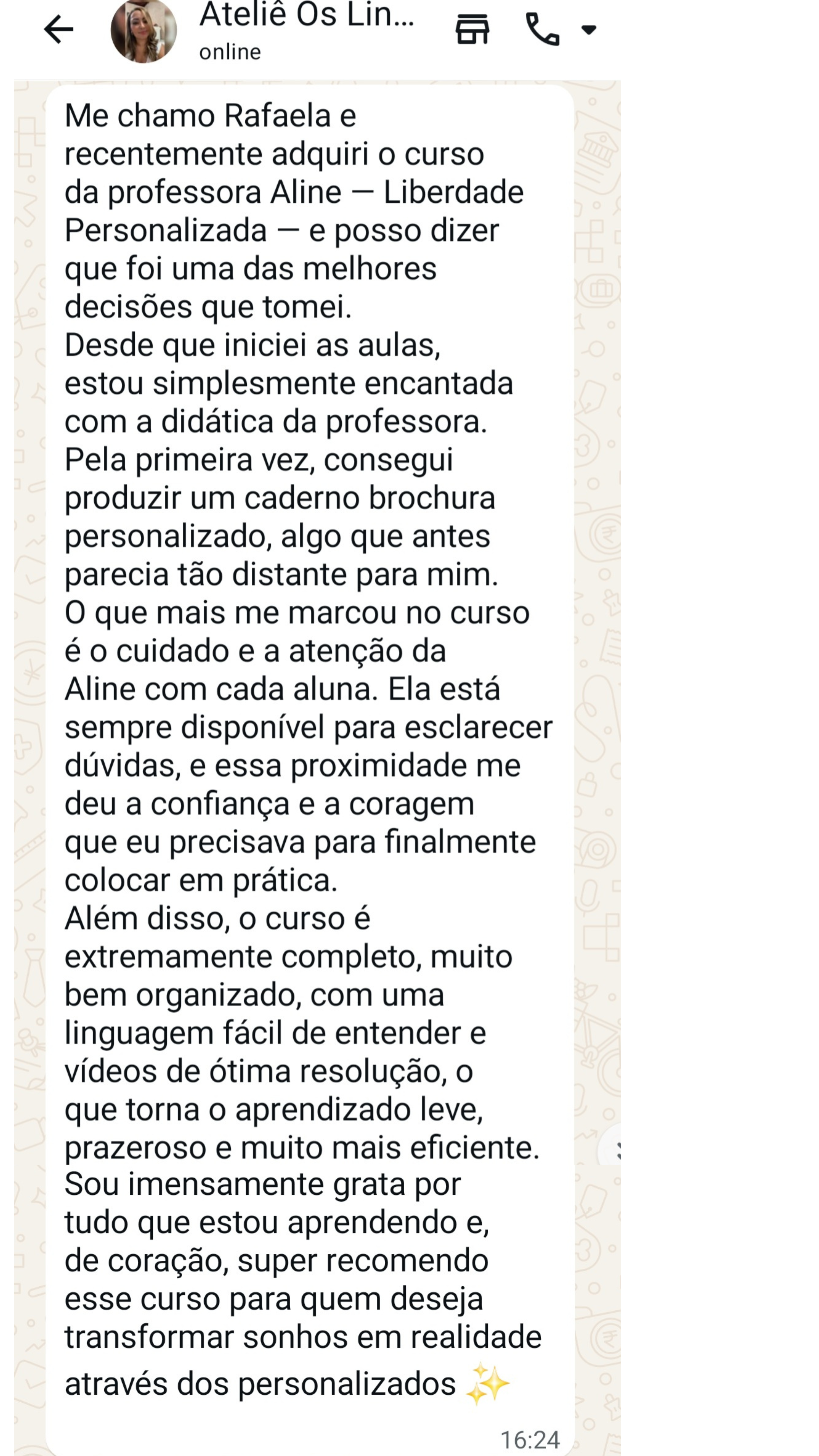 Depoimento de aluna