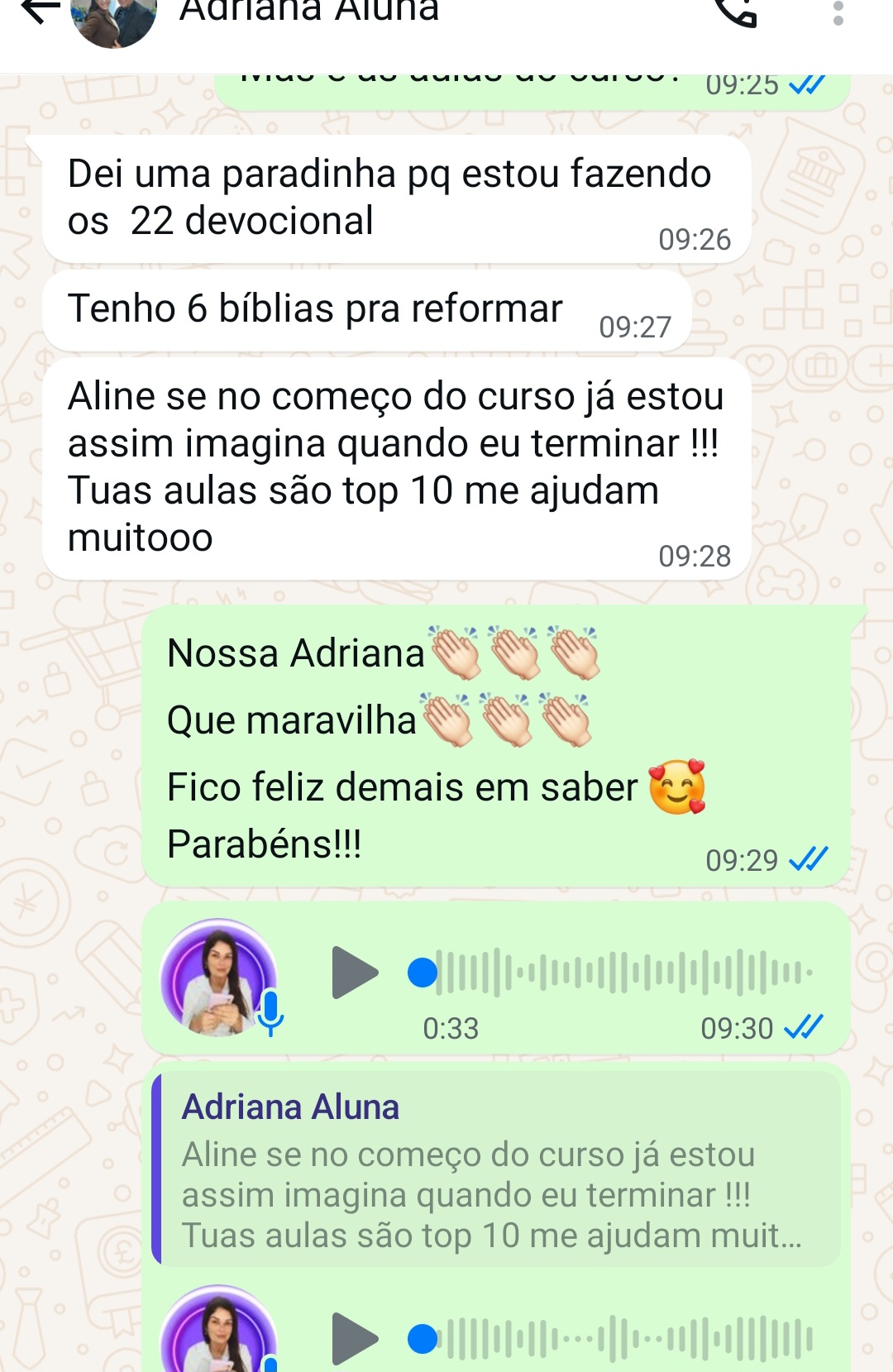 Depoimento de aluna