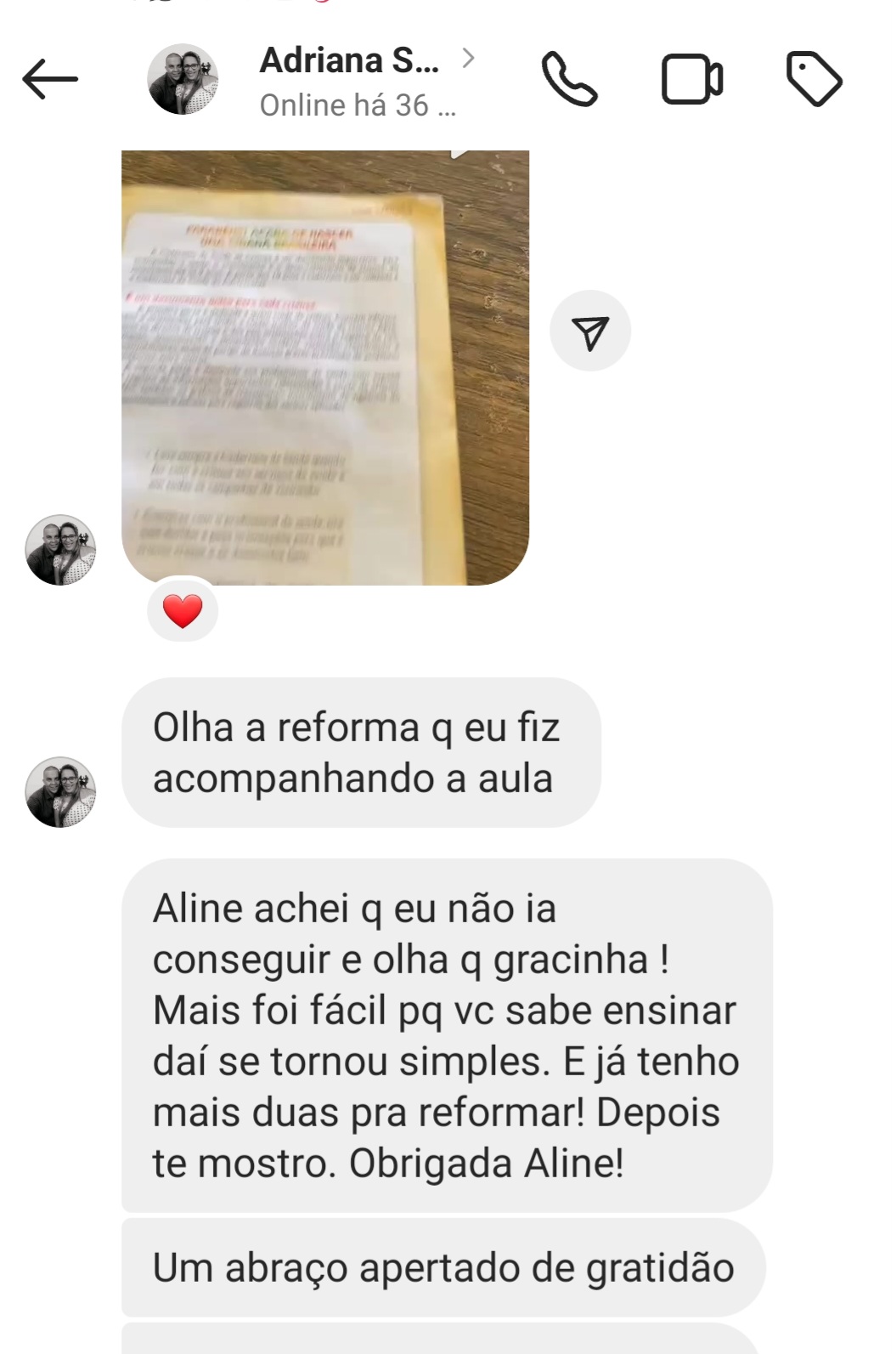 Depoimento de aluna
