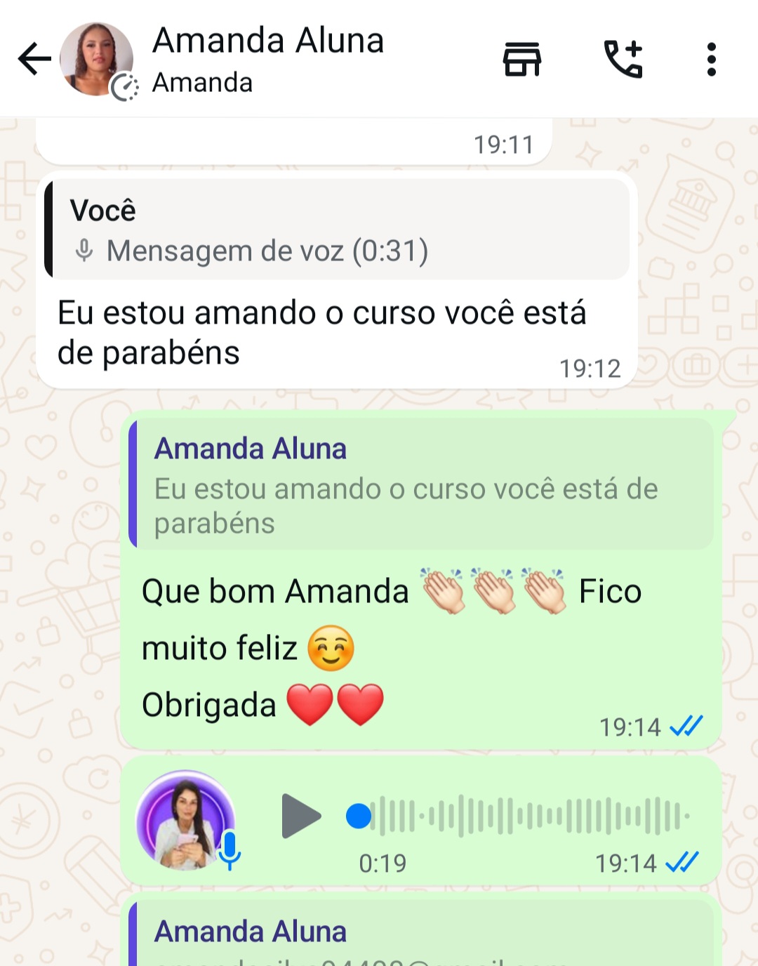 Depoimento de aluna